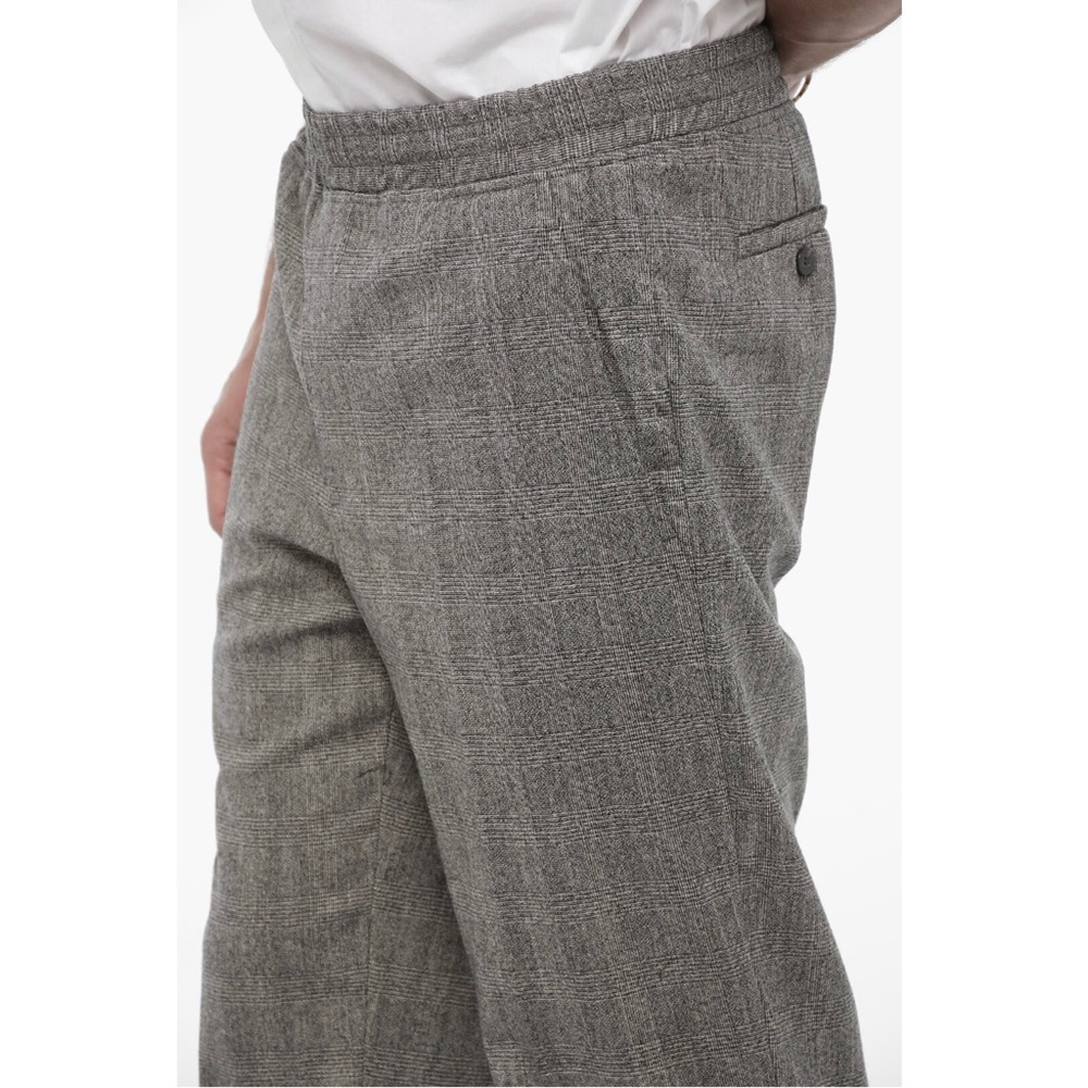 NWT NEIL BARRETT Virgin Wool Plaid Check Elastic Waist Cuffed Slim Trousers 32 - Picture 3 of 10